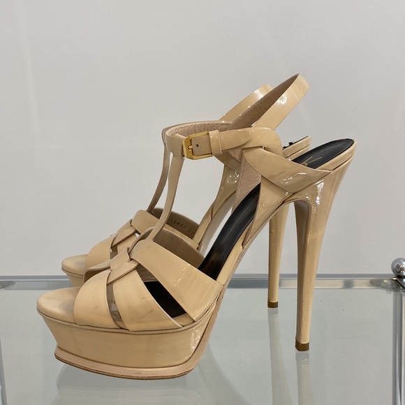 YSL Tribute Sandal Patent Leather Nude Color - Picture 4 of 7